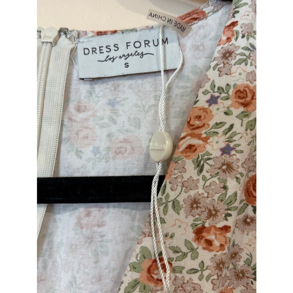 Bohme Dress Forum Midi Dress Womens Small Floral Linen Blend High Low Button Up - Picture 11 of 12